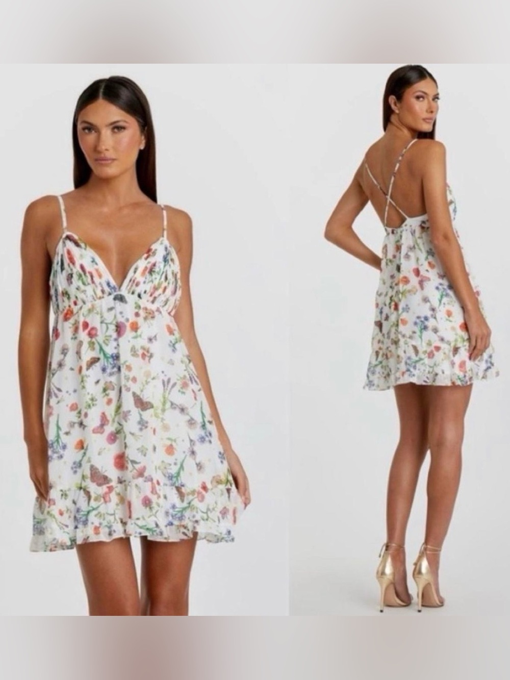 NWT Mac Duggal leena Floral Butterfly Floral Minidress Size 10